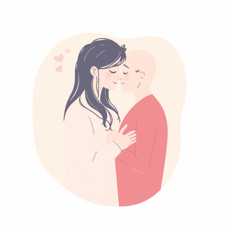 Abstract illustration with soft shapes and gentle colors symbolizing intimacy, trust, and care in adult relationships.