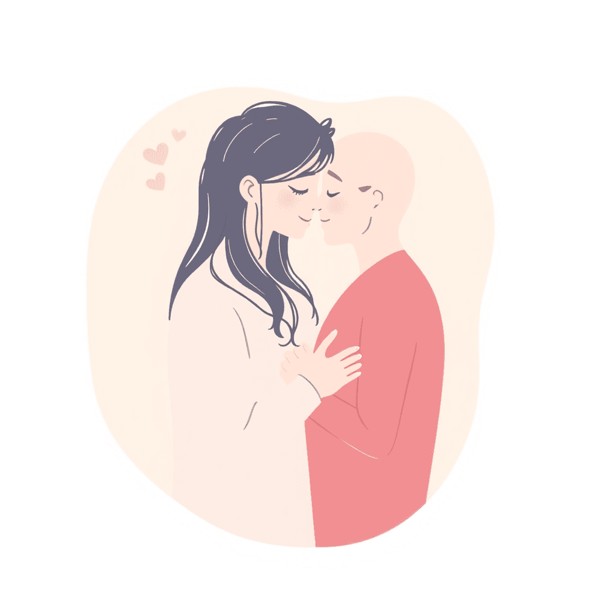 Abstract illustration with soft shapes and gentle colors symbolizing intimacy, trust, and care in adult relationships.